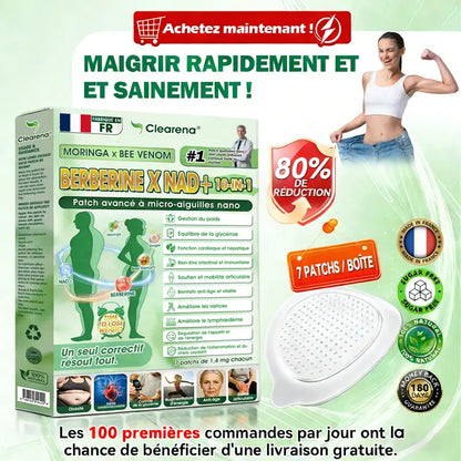 Boutique officielle 🌿 𝘾𝙡𝙚𝙖𝙧𝙚𝙣𝙖® Moringa · Berbérine + NAD+ – Patch Microneedle Nano Avancé 10-en-1 (1×/jour, résultats visibles en 7 jours) | Obésité, relâchement cutané, apnée du sommeil, articulations, etc.