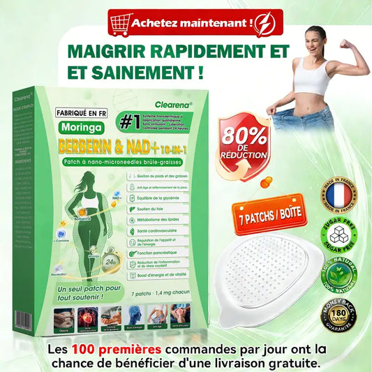 Boutique officielle 🌿 𝘾𝙡𝙚𝙖𝙧𝙚𝙣𝙖® Moringa · Berbérine + NAD+ – Patch Microneedle Nano Avancé 10-en-1 (1×/jour, résultats visibles en 7 jours) | Obésité, relâchement cutané, apnée du sommeil, articulations, etc.
